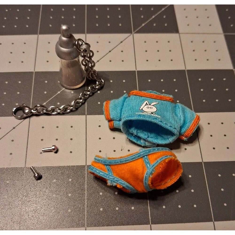 Baby Bratz Sasha Blue Orange Bunny Outfit Bottle Chain Earrings only NO doll